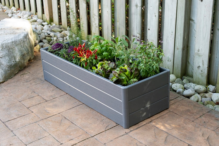 Terrace Garden Bed 36.5" x 13" x 11.5" – Hard Bottom, Slate Gray