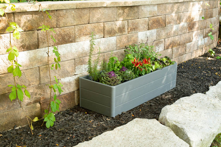 Terrace Garden Bed 36.5" x 13" x 11.5" – Hard Bottom, Slate Gray