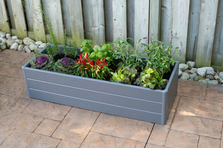 Terrace Garden Bed 36.5" x 13" x 11.5" – Hard Bottom, Slate Gray