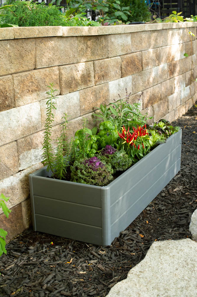 Terrace Garden Bed 36.5" x 13" x 11.5" – Hard Bottom, Slate Gray